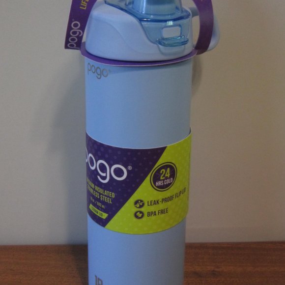 NEW PoGo 18 Oz Vacuum Insulated Stainless Steel Water Bottle-Halogen Blue sports - Picture 2 of 10